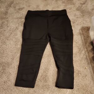 POP Fit Black Ankle Pants With Mesh Design